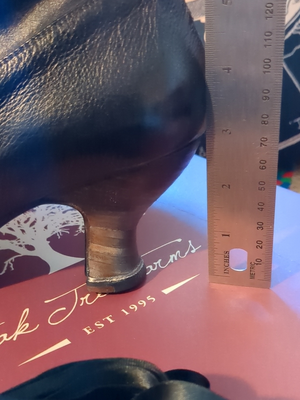 New in box discontinued Oak Tree Farms Mirabelle black leather granny boots - Picture 5 of 14